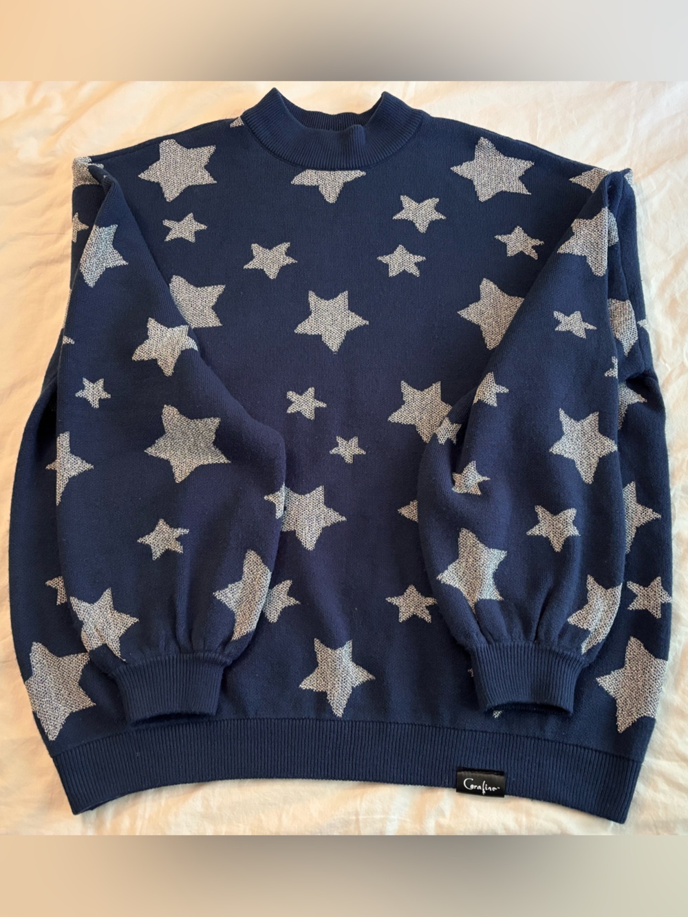 Hot Topic Coraline Navy Crewneck Sweater with Silver Stars